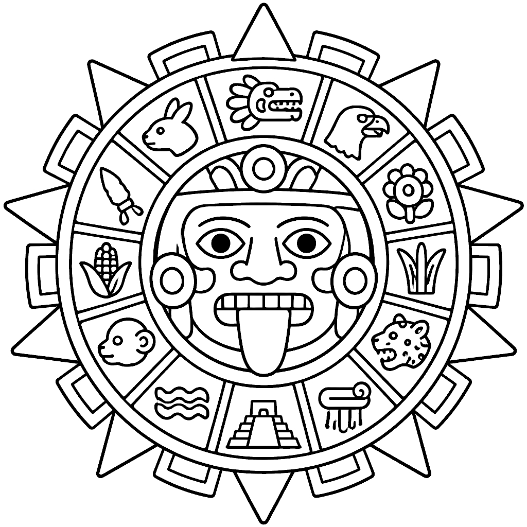 Dibujo de Sol azteca